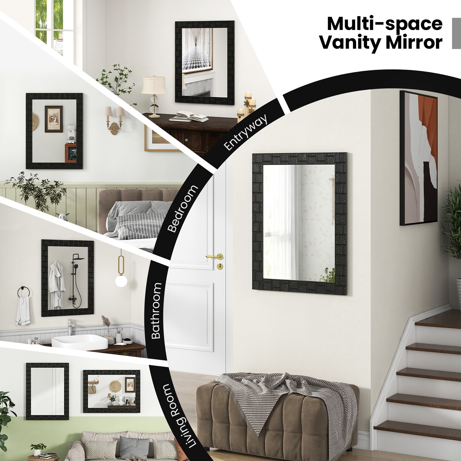 32” x 24”Wood Framed Wall Mirror w/Solid Wood Frame Vertical Horizontal