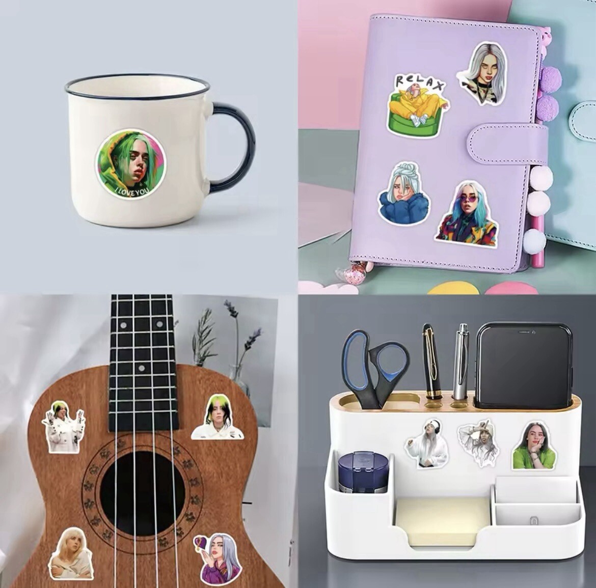 Billie Eilish Stickers 50pk Billie Random Mix Stickers Eilish Funny Cool Sticker