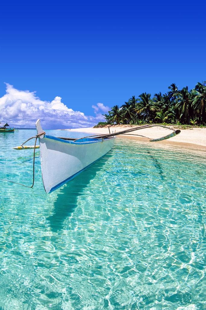Boat and Beach on Dako Island Phillipines Photo Art Print Poster 24×36 inch