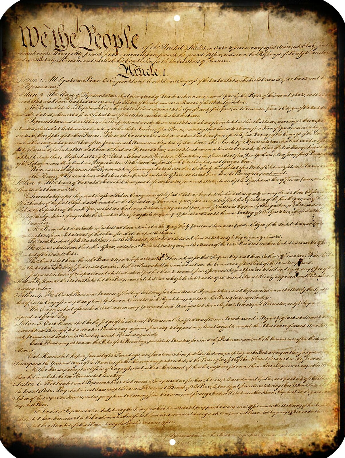 United States Constitution Decorative Metal Sign – 2nd Amendment 9×12 -USA MADE-