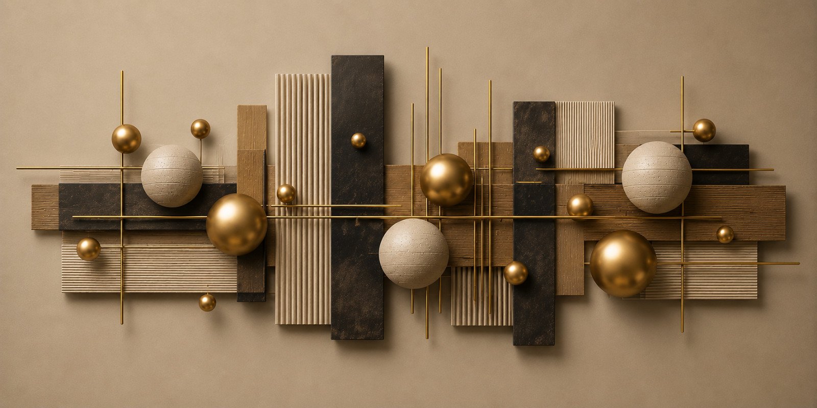Gold Beige Geometric Canvas Wall Art Luxury Abstract Mixed Media Artwork Contemp