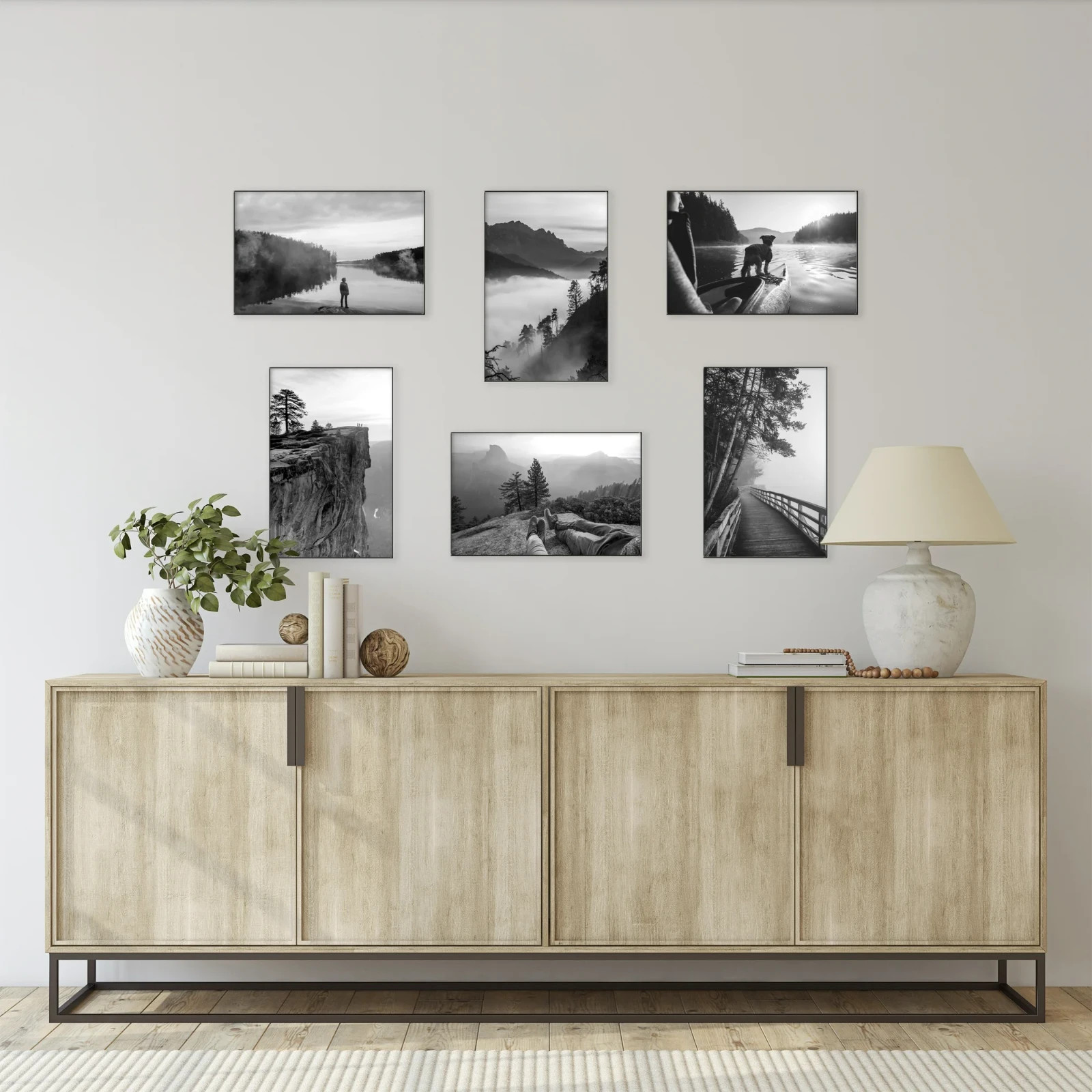 Mainstays Photo Frames – 11×17 inch – Black, front-opening, set of 6.