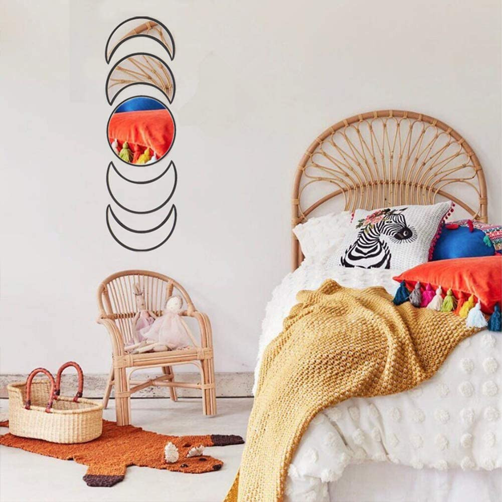 5 Pieces Scandinavian Acrylic Wall Mirror Set Moon Phase Bohemian Home Decor