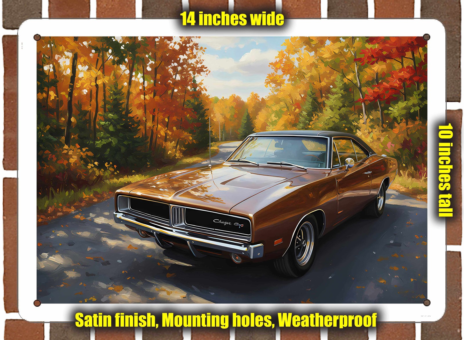Metal Sign – 1969 Dodge Charger 2 Oil Painting – 14×10