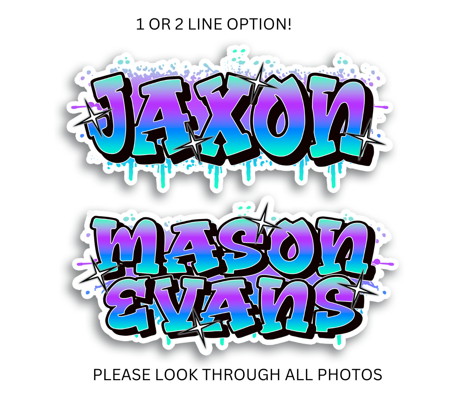 Personalized Graffiti Name Sticker Vinyl Decal Waterproof Laptop Bottle Gift Tag