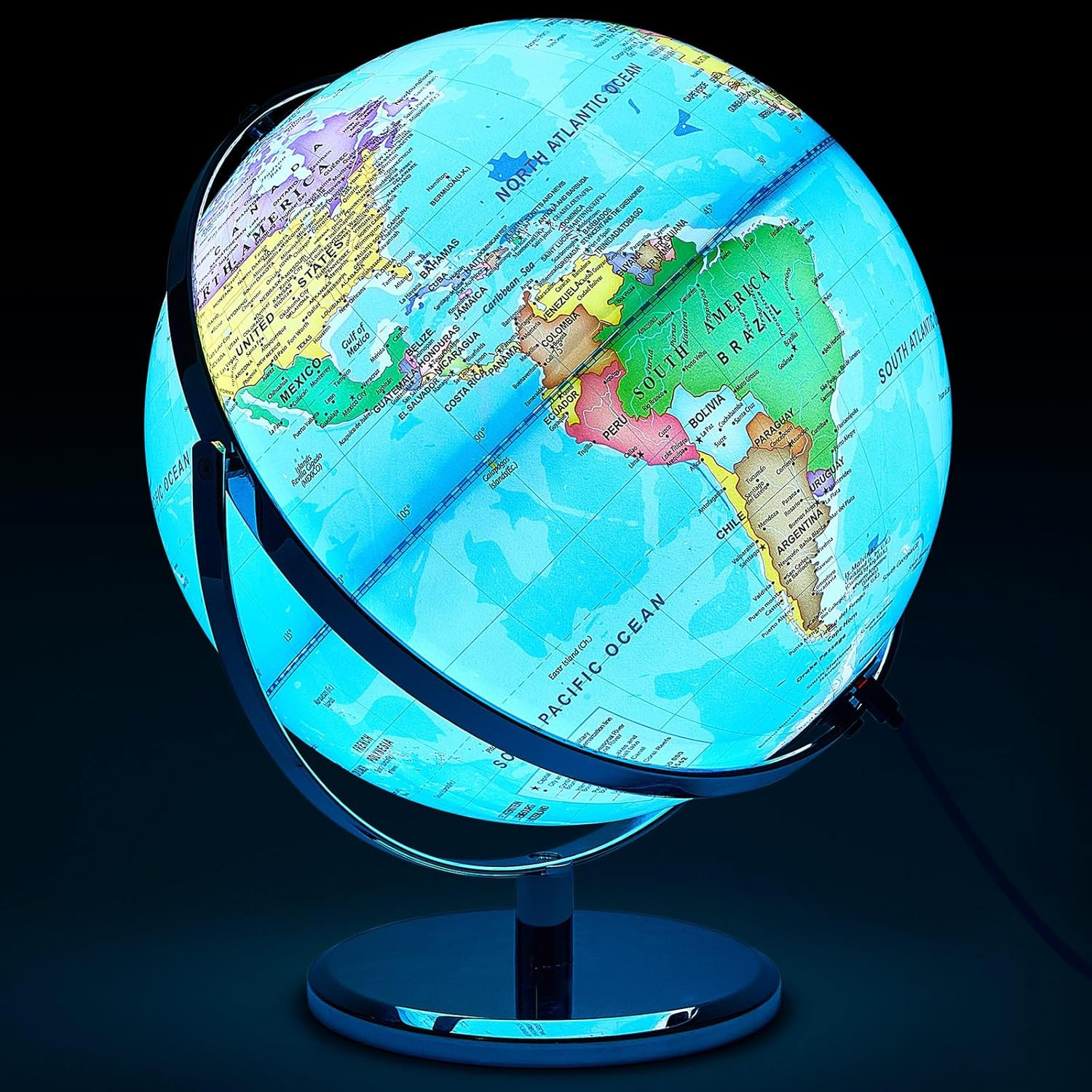 13” Illuminated World Globe for Adults – 720° Rotation & Rewritable K