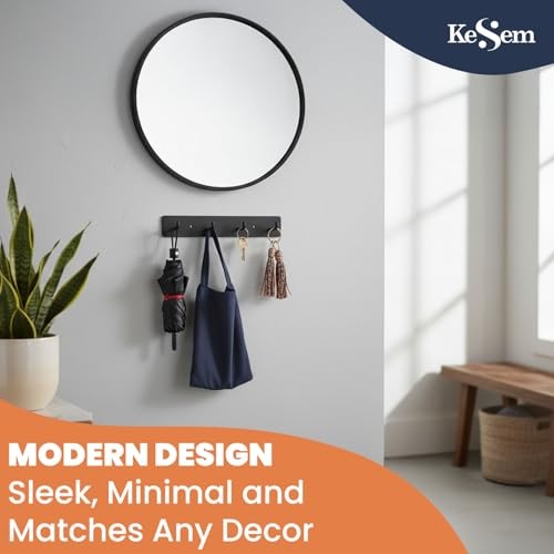 KESEM Key Holder Wall Mount, Key Rack with 4 Hooks for Wall/Door Mounted Metal