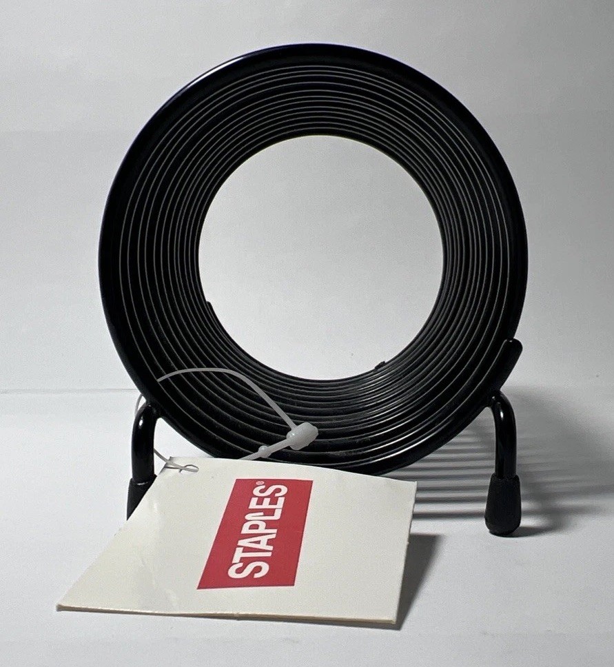 Black Metal Spiral Coil Letter Mail Holder Organizer Desktop Compact NOS Staples
