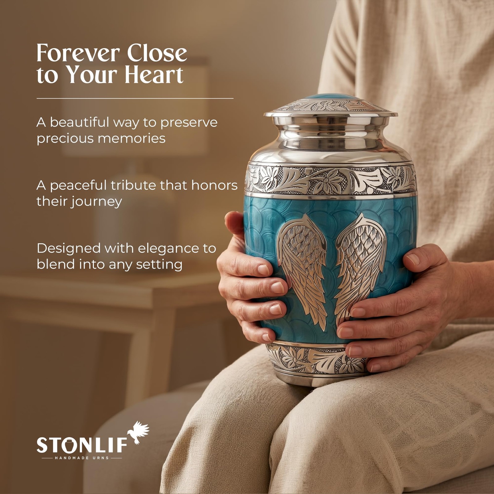 Stonlif Angel Wings Cremation Urns For Human Ashes – Memorial Urn For Adults