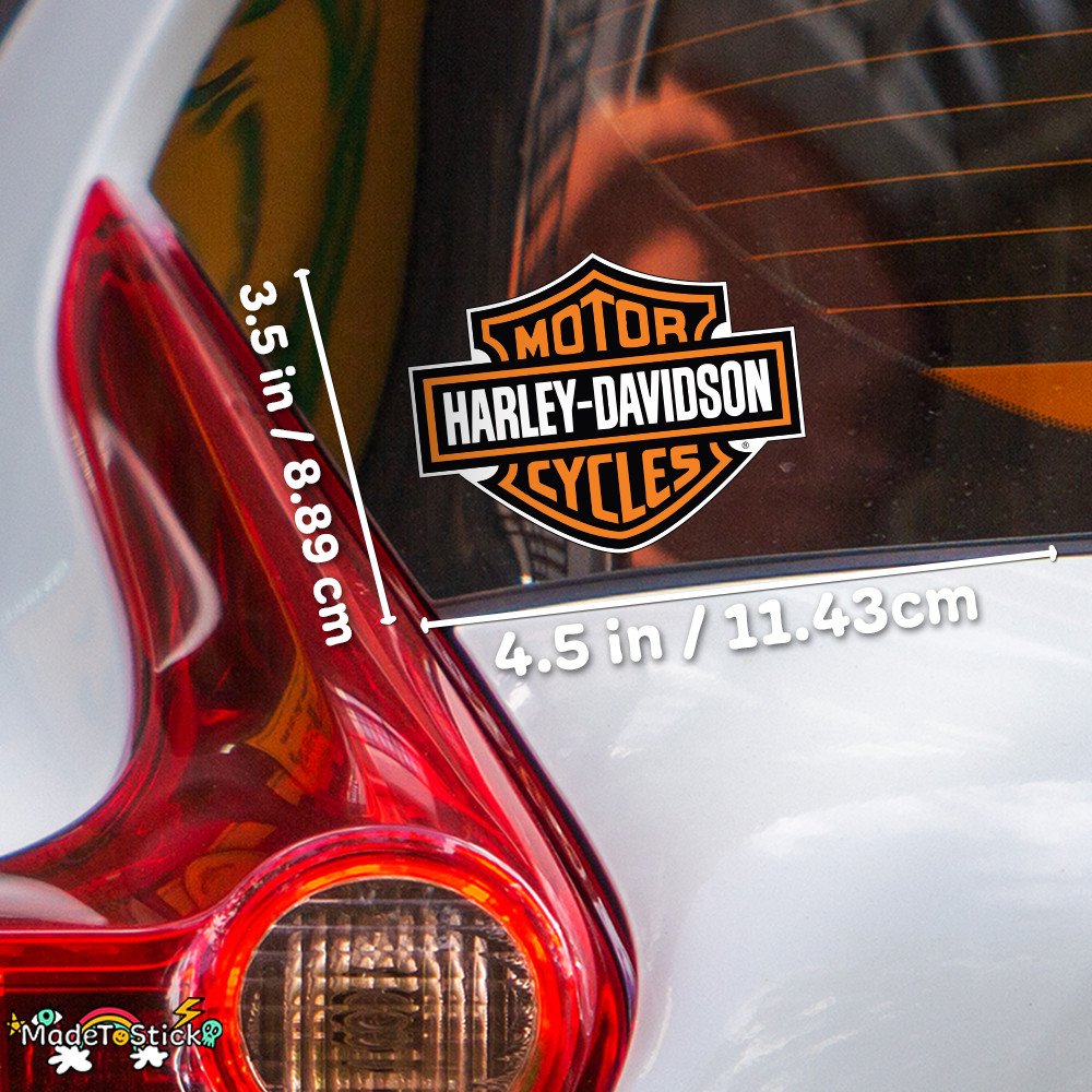 2Pcs Harley-Davidson Decal Sticker Logo Orange & Black Waterproof Motorcycle Car