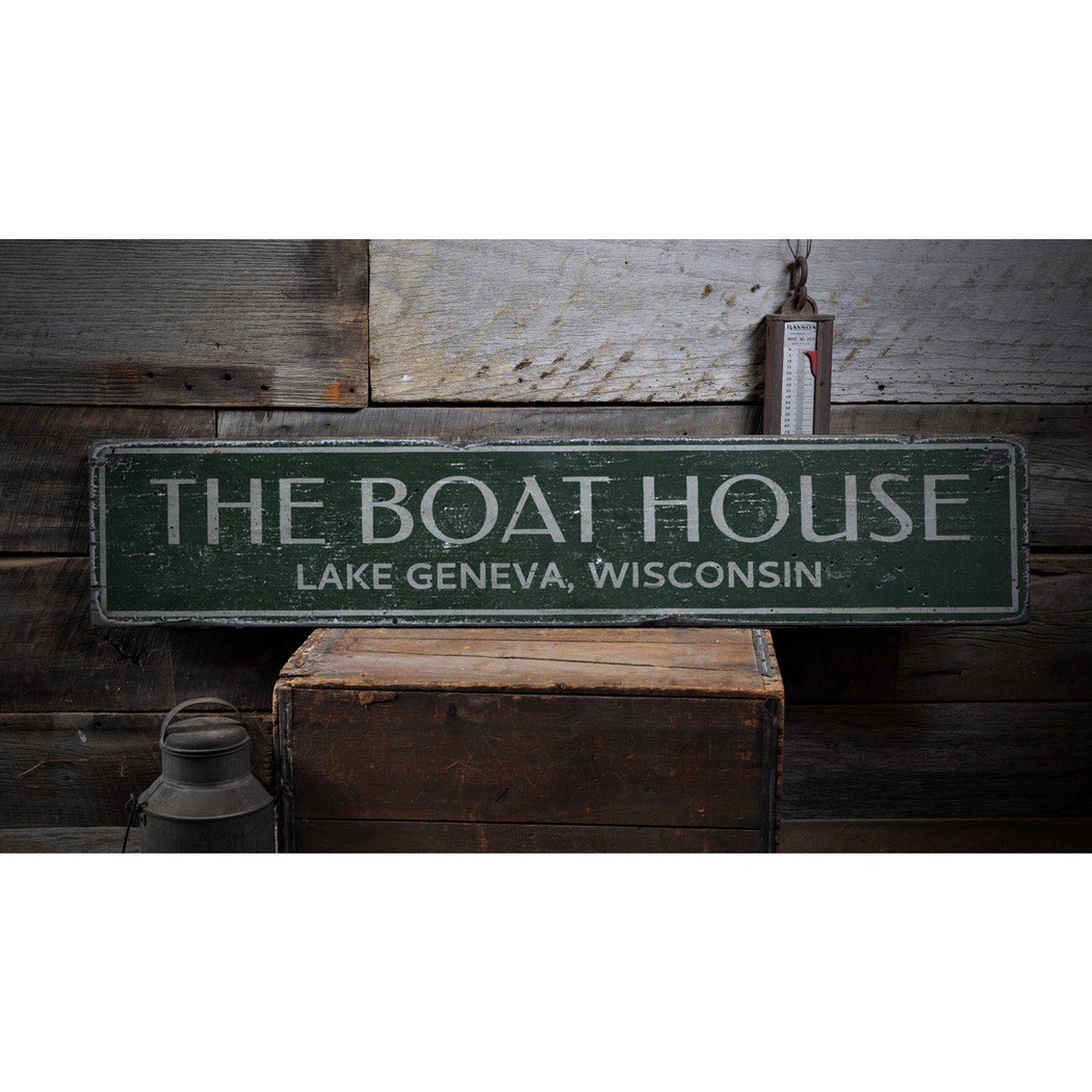 Boat, Boat House, Lake House, Lake – Rustic Distressed Wood Sign