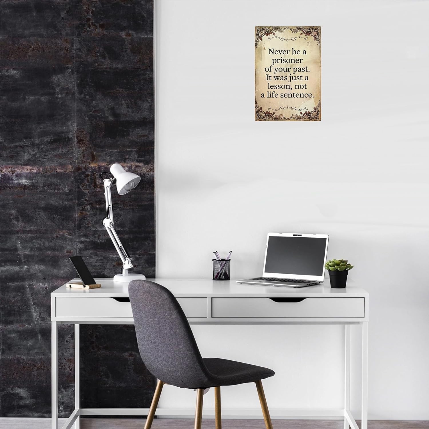 12×8 Inspirational Tin Metal Signs ’Never be a prisoner of your past’ Vintage