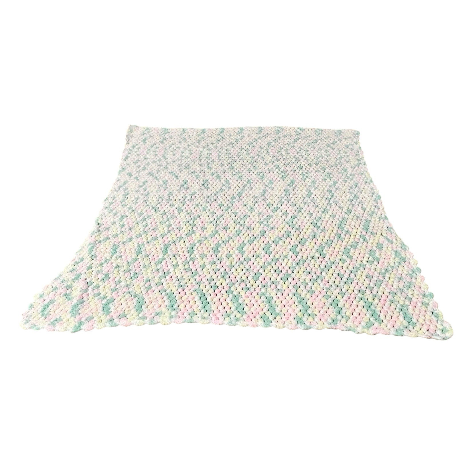 Vintage Handmade Unisex Girl Boy Baby Afghan Blanket 46″ x 43” Bubble Dots