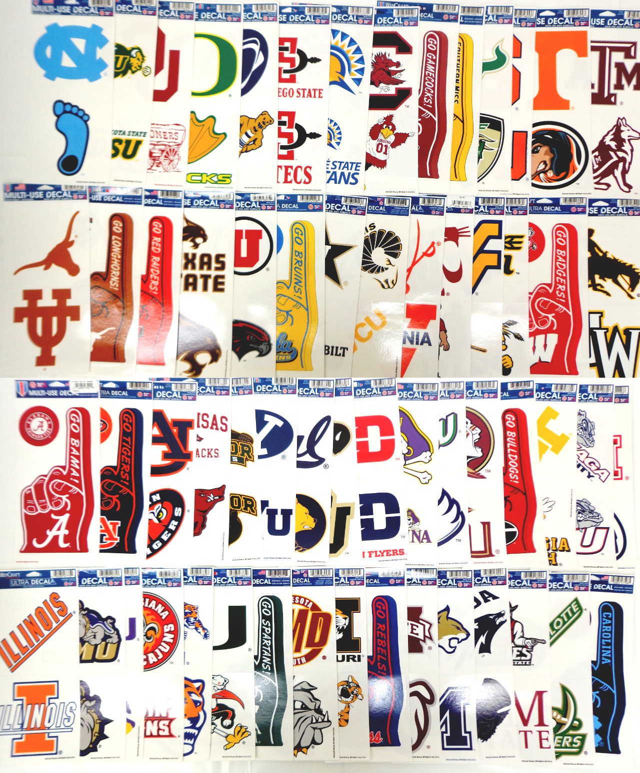 Licensed Collegiate Multi Use 2 Pack Sticker Decals 4.25″ x 9.5″ Wincraft