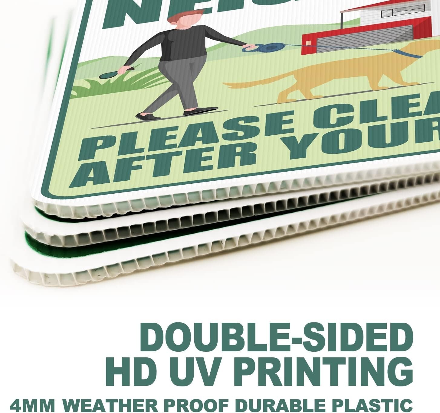 Clean Up After Your Dog Signs 2 Pack 12″x9″ with Metal Stake, No Pooping Dog …