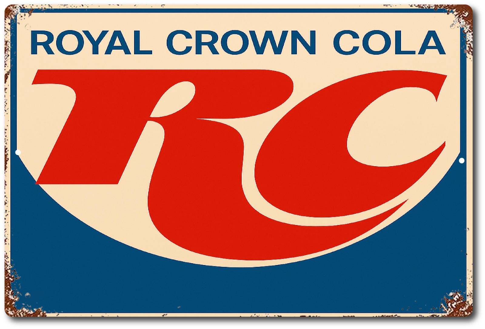 Crown Cola Sign Aluminum Retro 8×12 Inch Rustic Indoor Door Mounted