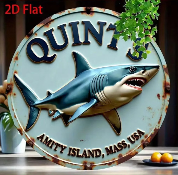 Jaws Movie Amity Island Shark Metal Sign Vintage Retro Sign Wall Decor 8×8 In
