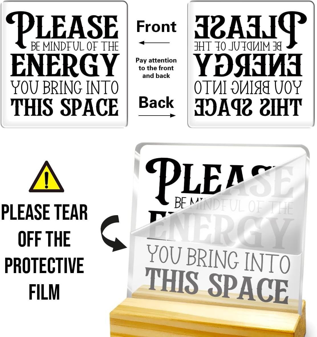 Please Be Mindful of The Energy You Bring Sign Acrylic Plaque,Zen Zone plwase