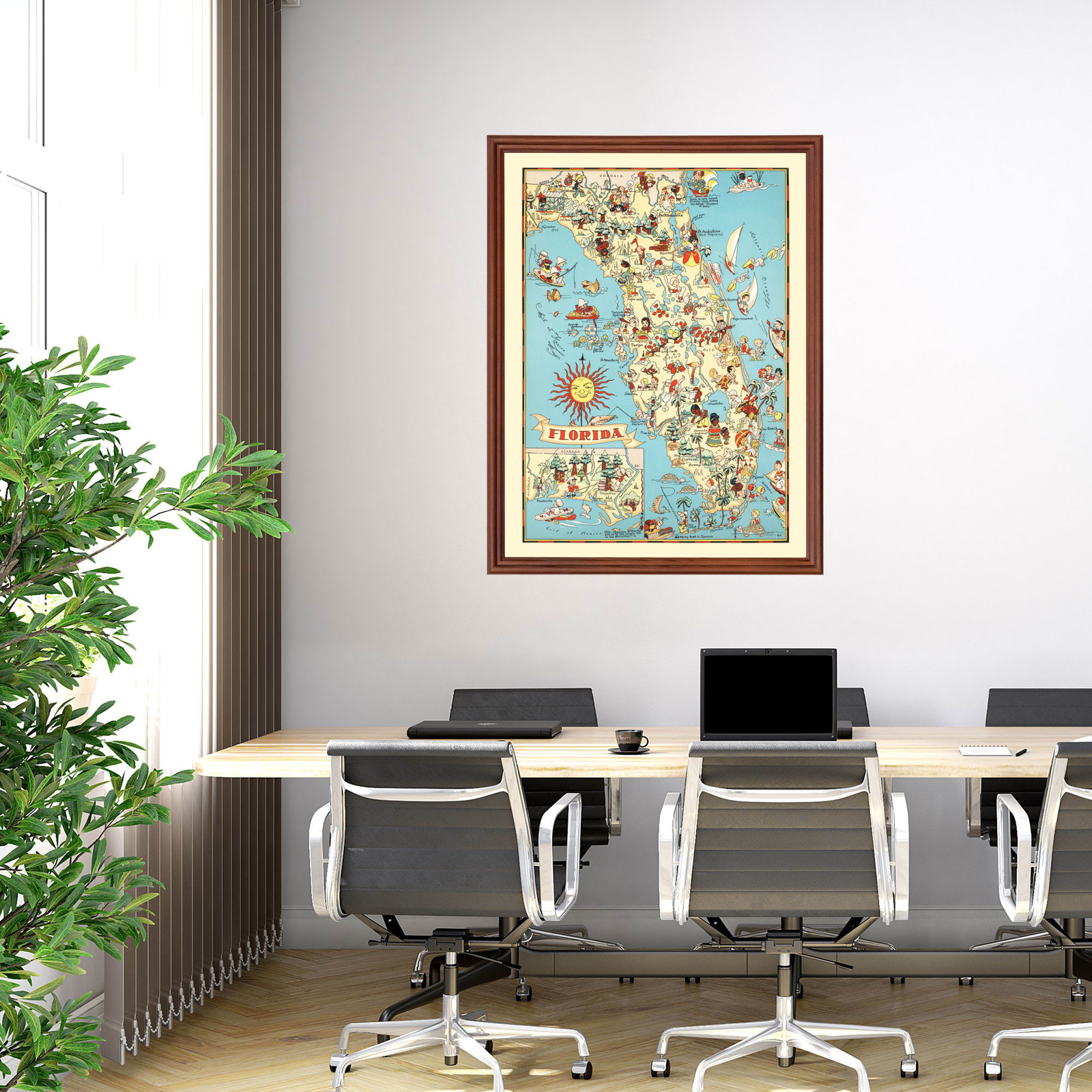 Old Map of Florida 1935 – Vintage Florida Art