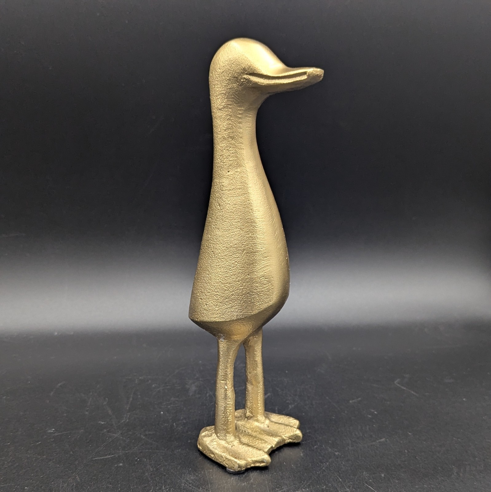 Minimalist Gold Standing Duck Sculpture – Cast Aluminum
