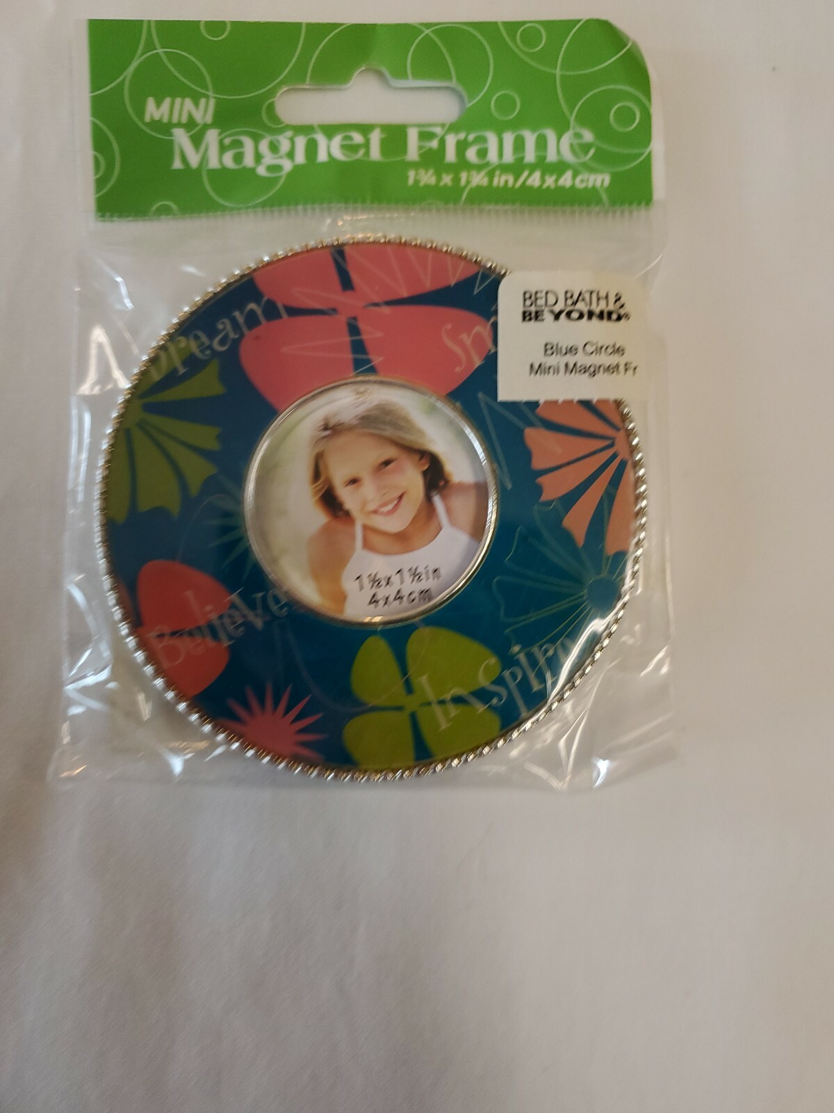 Lot X3 Bed, Bath & Beyond Mini Magnet Frames 1.5″ X 1.5″ Blue Circle BRAND NEW!