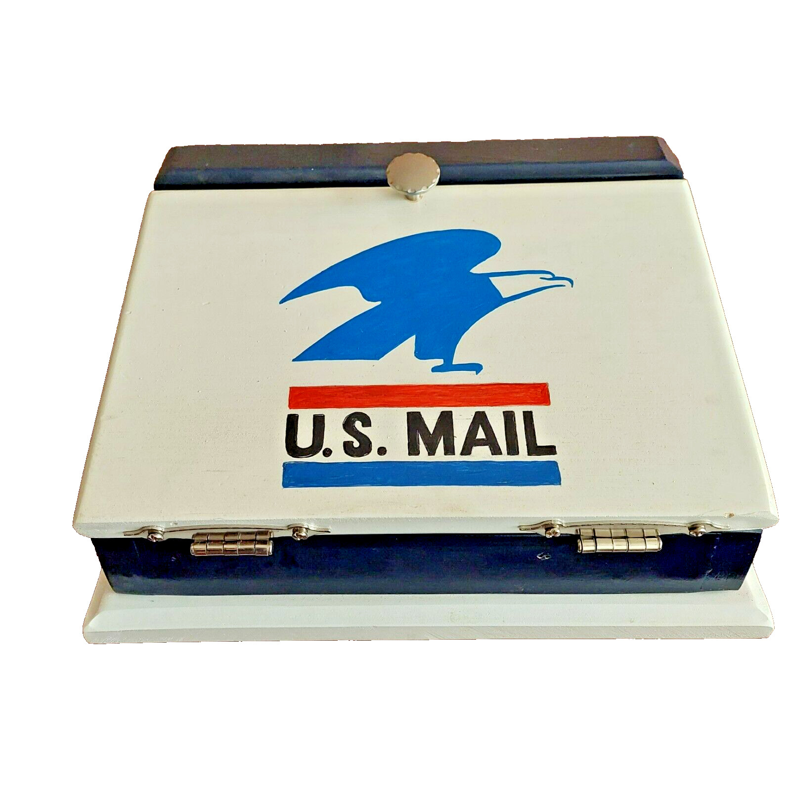 U.S. Mail Wooden Mail Holder With Opening Hutch Door ”Custom Made” USA Colors