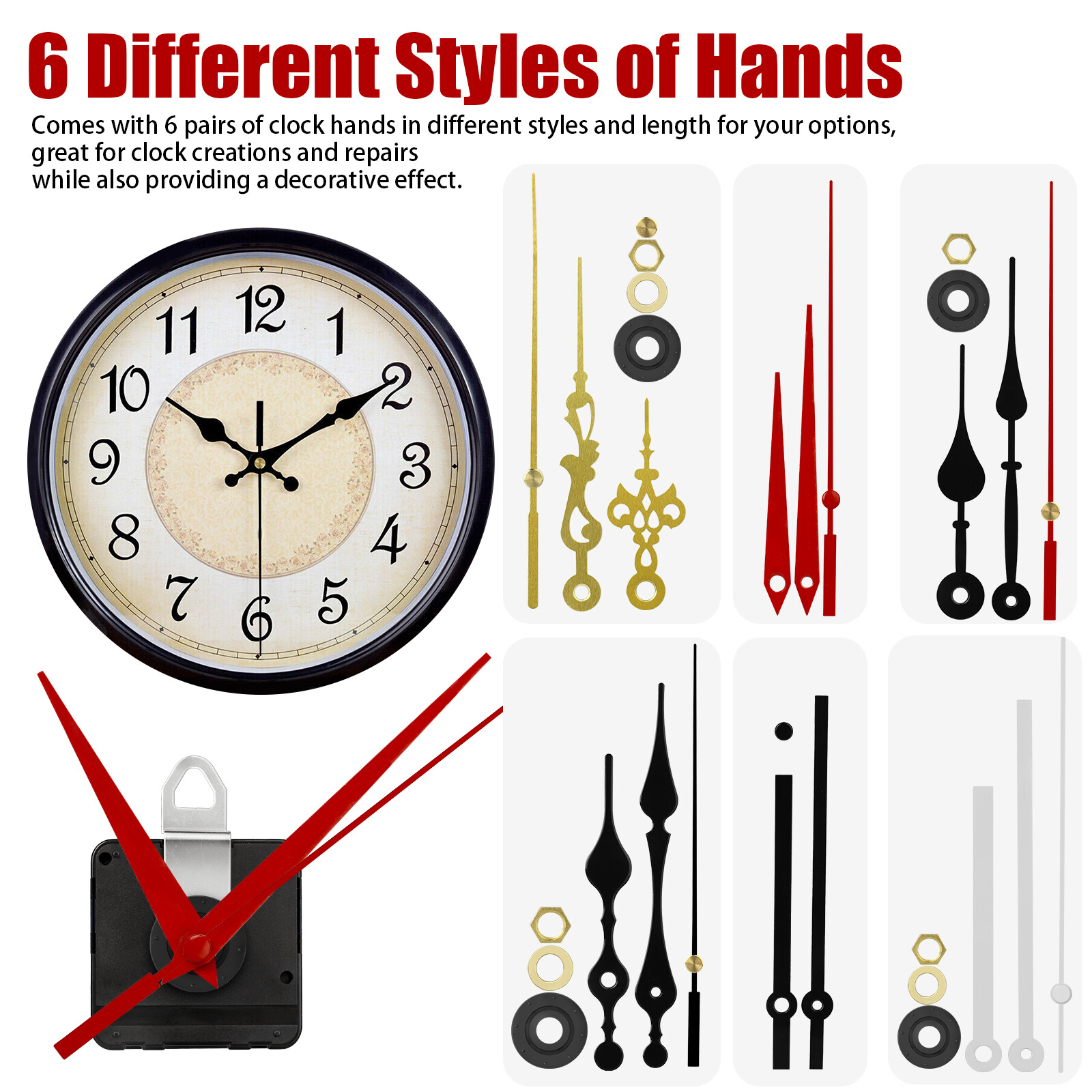 Lots DIY Wall Quartz Clock Movement Mechanism Replacement Repair Kit Tool Parts