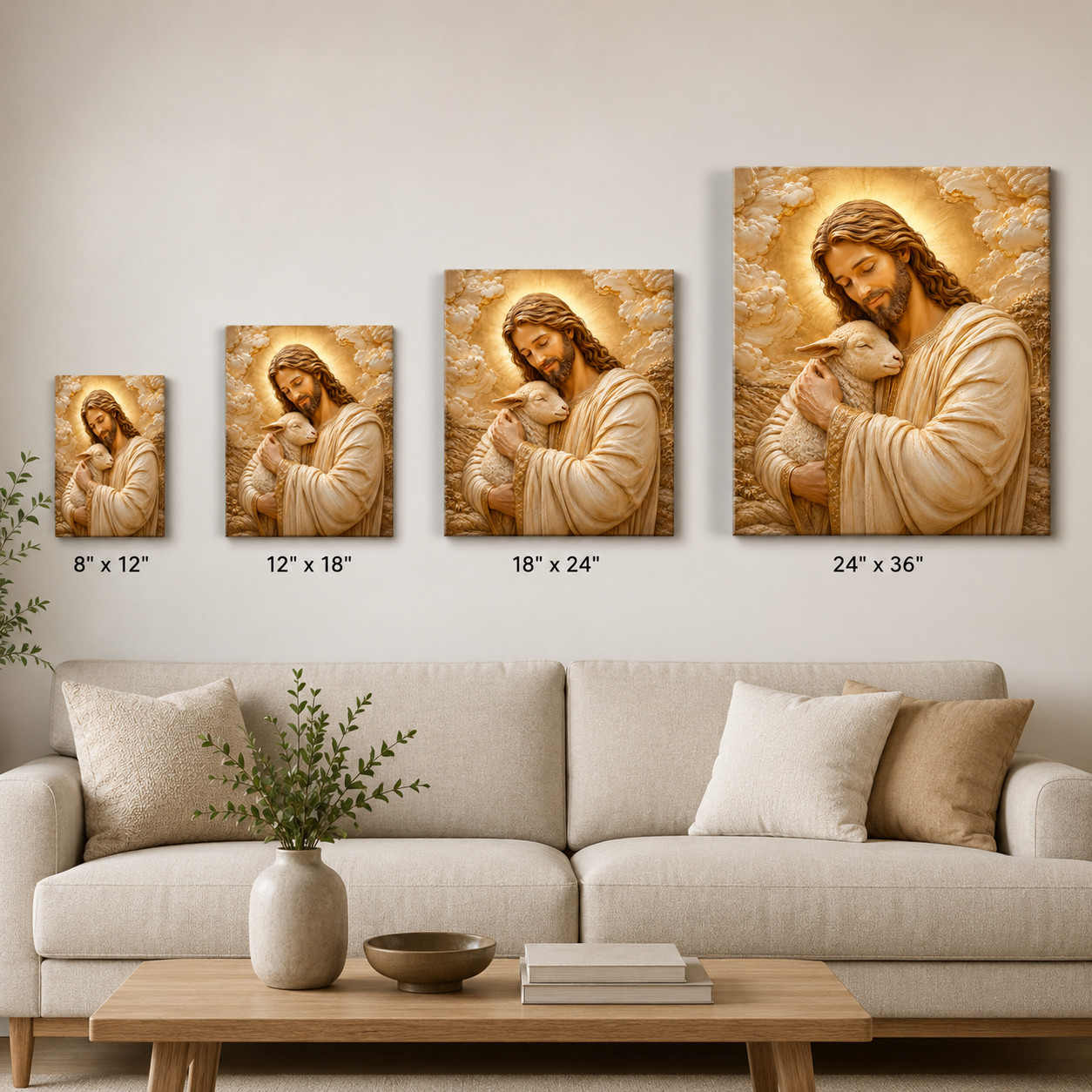 Jesus Good Shepherd Canvas Wall Art Christian Lamb Religious Print Faith Home