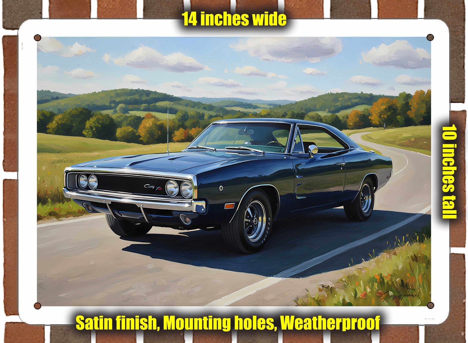 Metal Sign – 1970 Dodge Charger 1 Oil Painting – 14×10