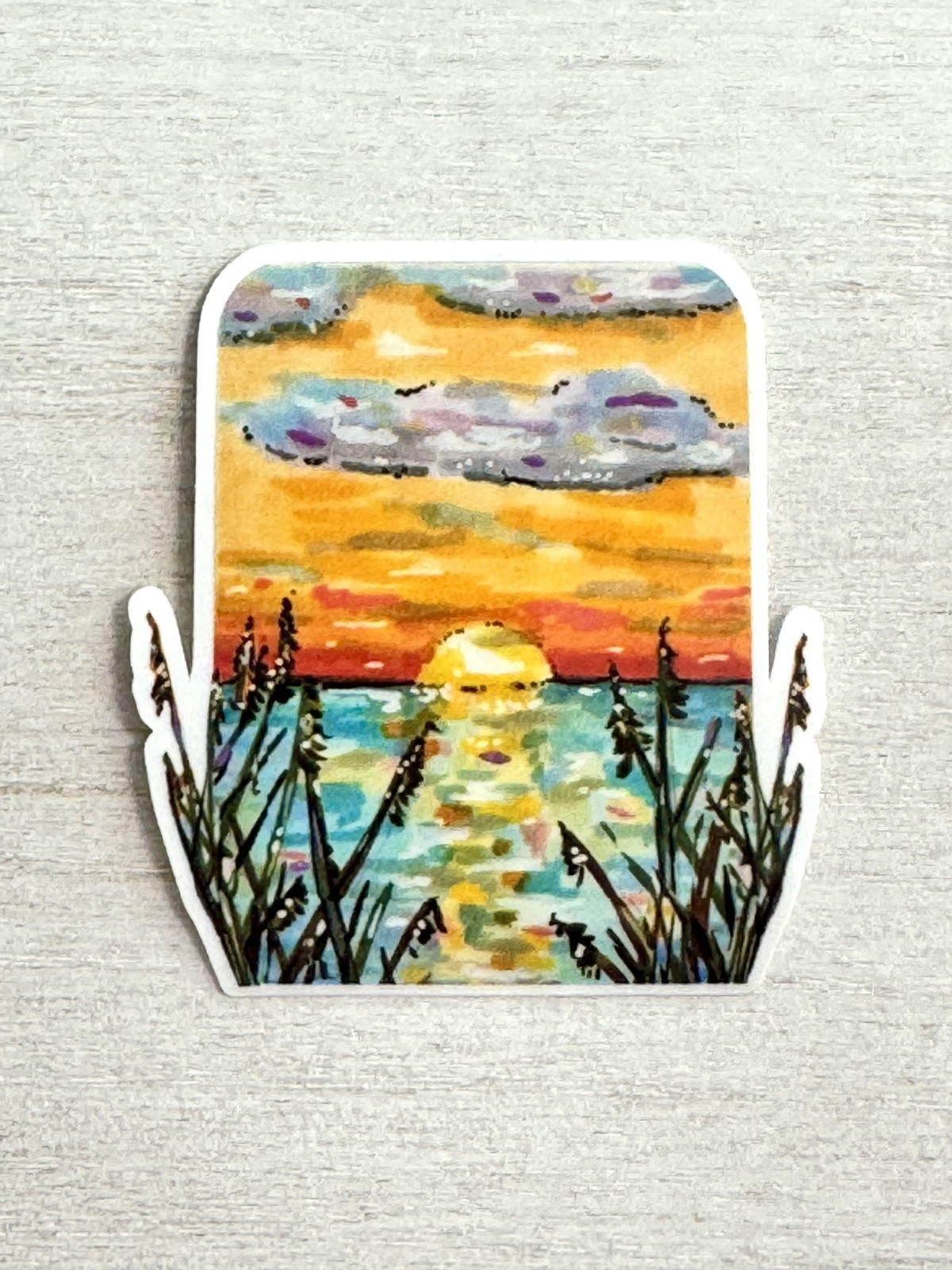 Ocean Sticker, ACEO Sunrise over Ocean Sticker, Coastal Decal, Waterproof