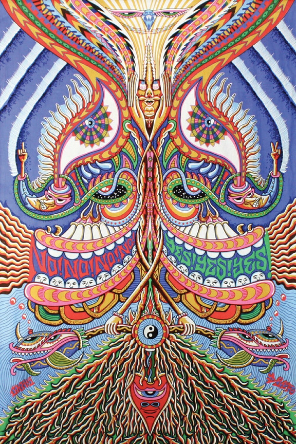 NO NO YES YES-YING YANG-3D TAPESTRY-30X45 OR 60×90-PSYCHEDLIC-w/glasses-Last One