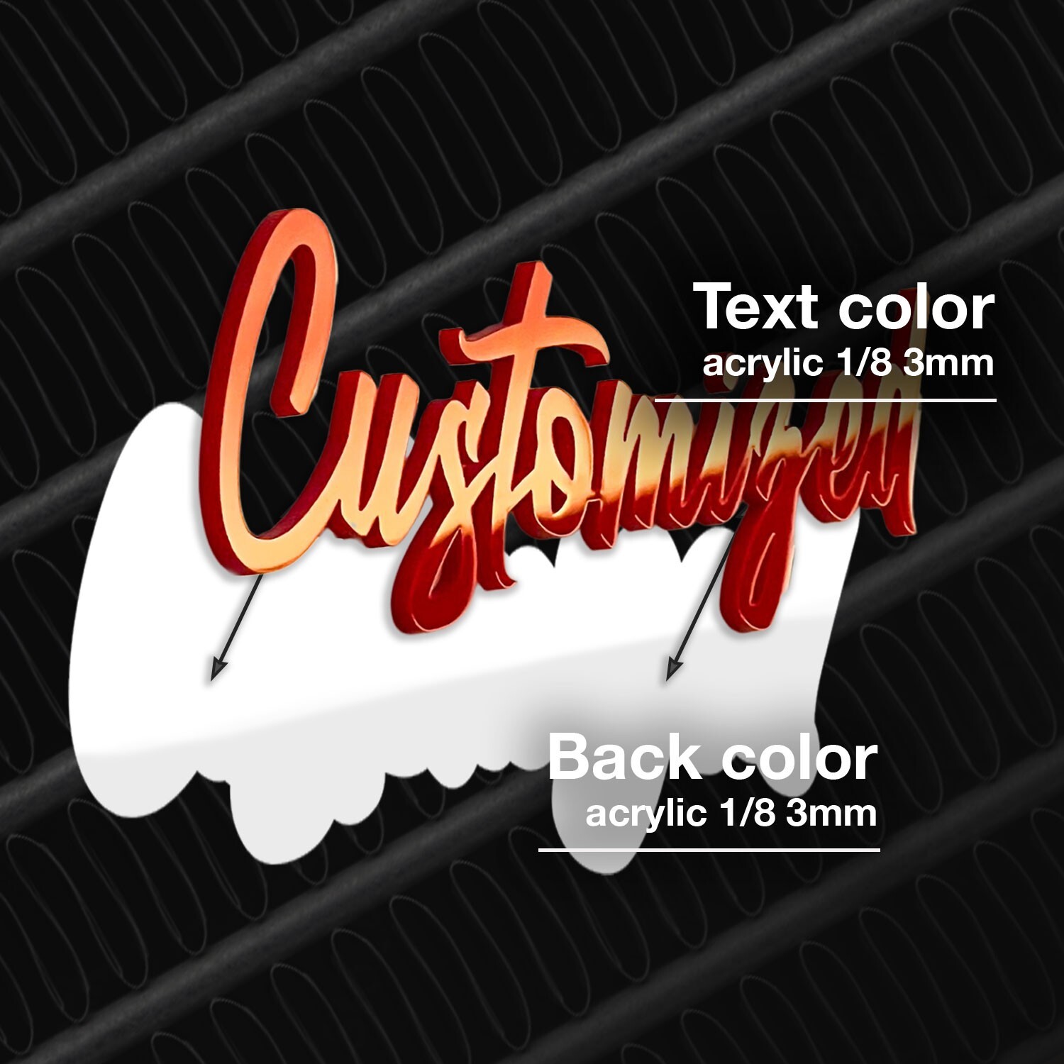 Customized Car Acrylic Emblem Badge MULTI COLOR Customized Text Names