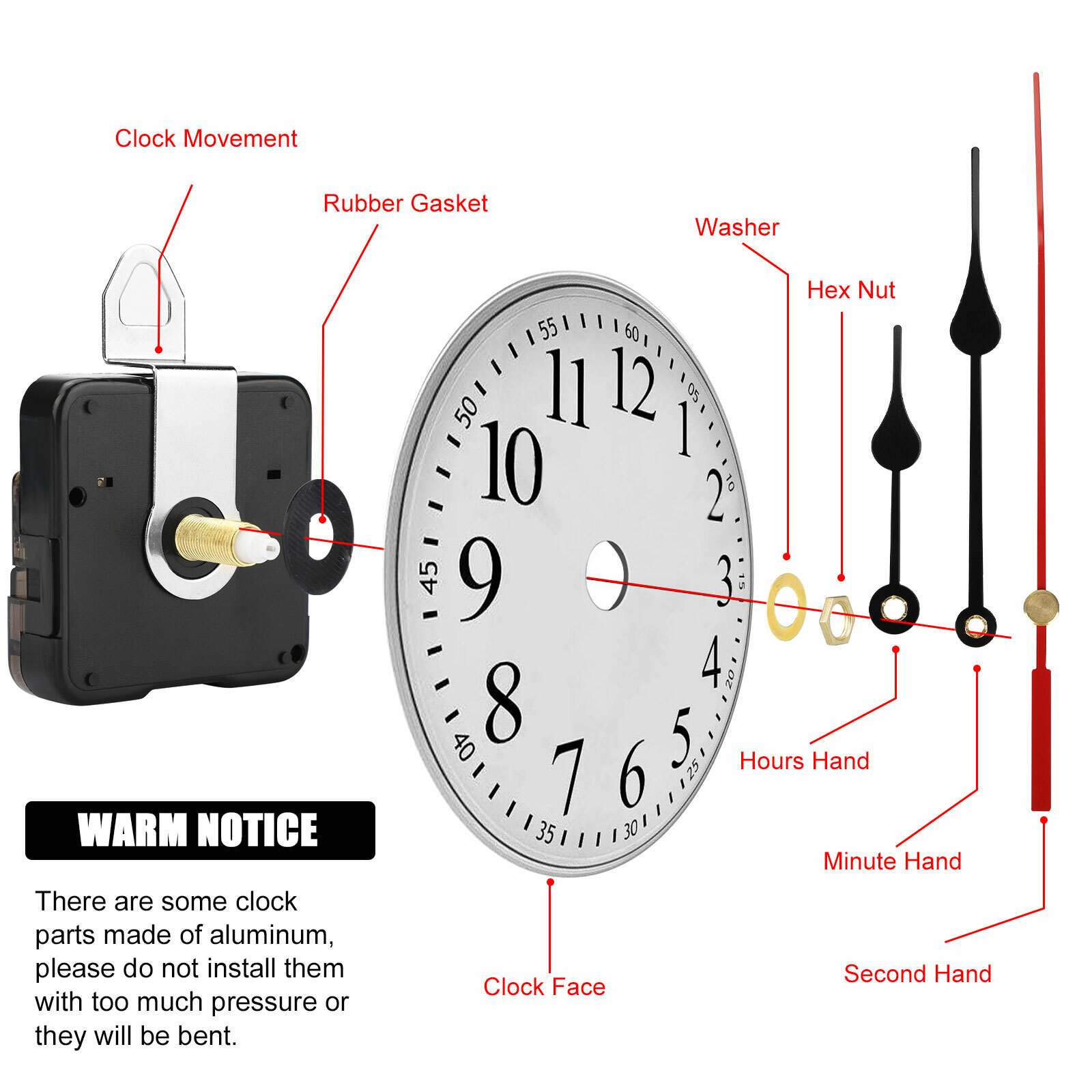 Quartz Clock Movement Mechanism DIY Repair Hands Replacement Parts Tools Kit 30X
