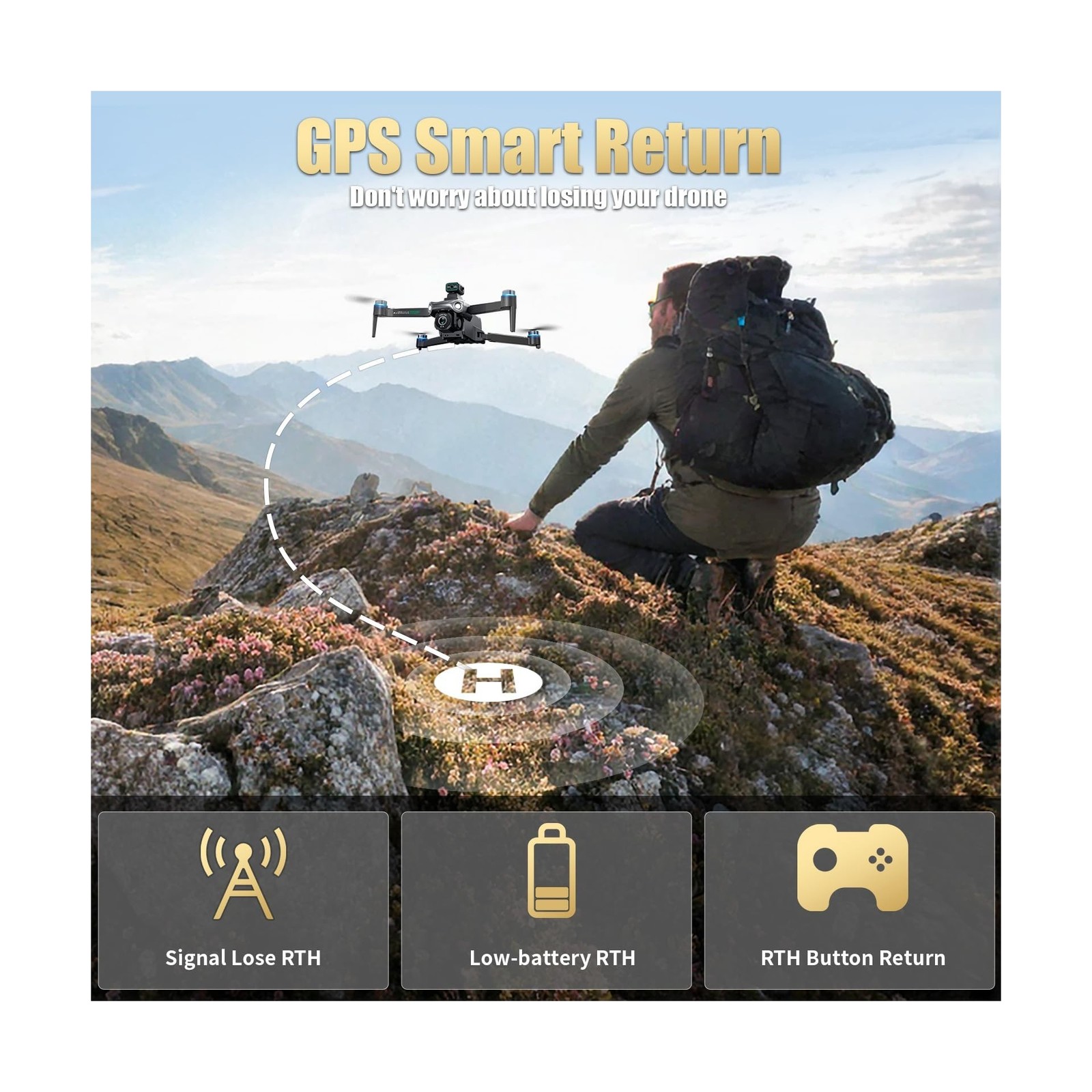 Drones With Camera for Adults 4K,Remote Contorl with Large Screen,FPV Drone w…
