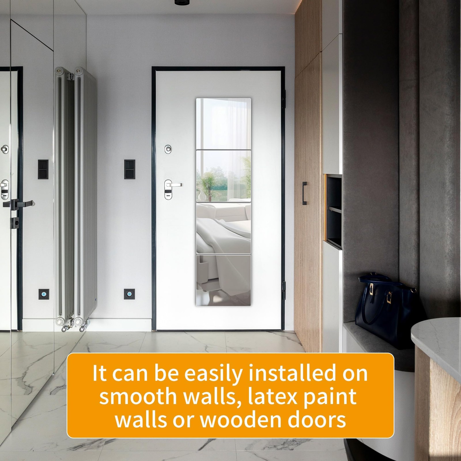 Unbreakable Wall Full Length Mirror Tiles, 4 PCS 13.9 x 13.9 Inch, Long Mirro…