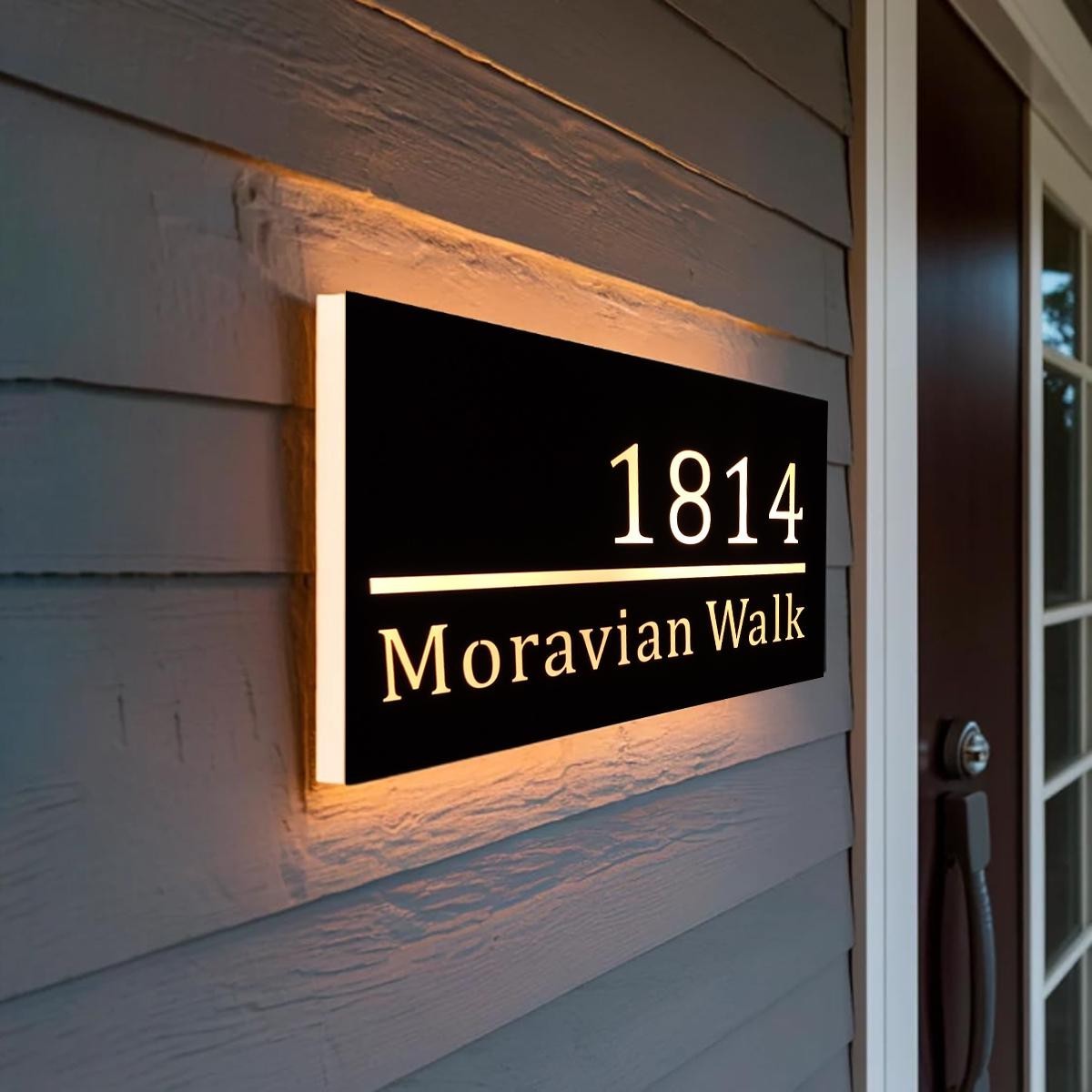 Personalized Modern LED Address Sign Custom House Number Plaque