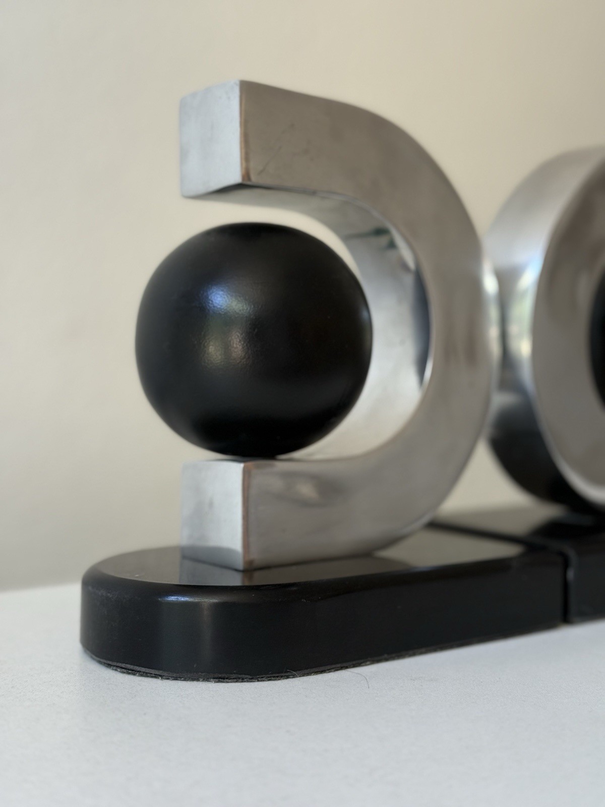Donald Trump Home 2008 Bookends: Black Ball Orb Sculpture