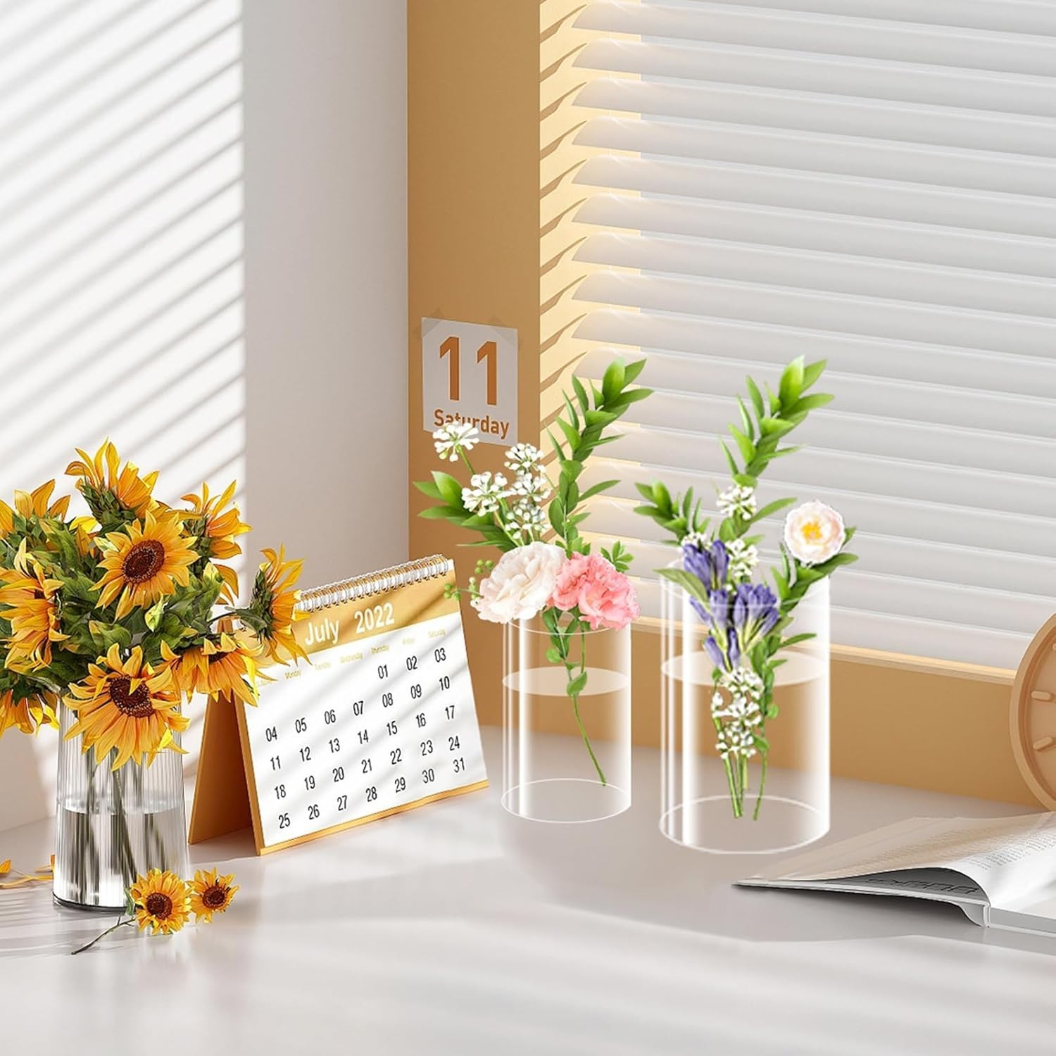 48 Pack Acrylic Cylinder Vases 4,6,8 10 Inch Tall Clear Acrylic Flower Vase Bulk