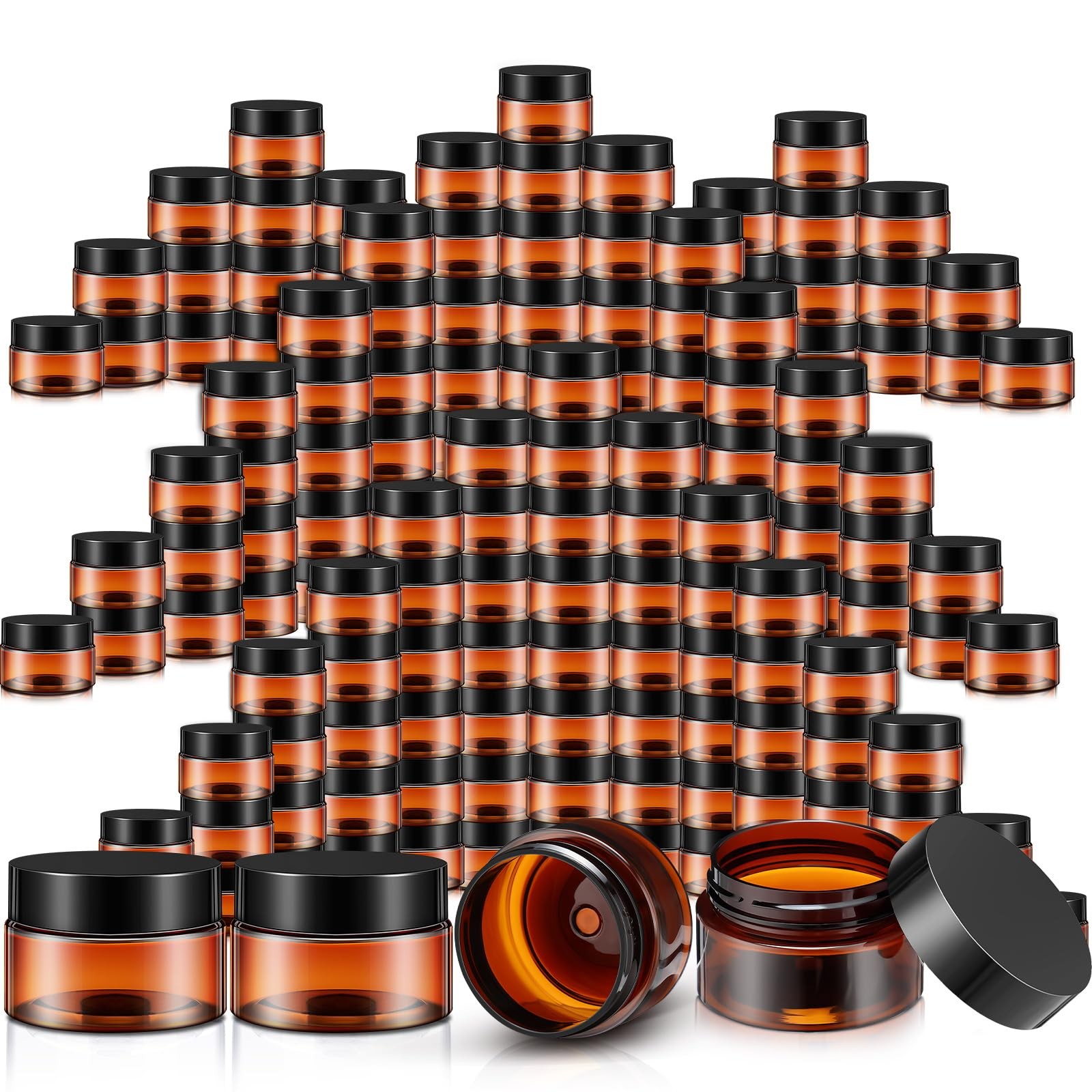 Lanties 200 Pcs 1 Oz Empty Bulk Plastic Container Jars Lid Leak Proof Round