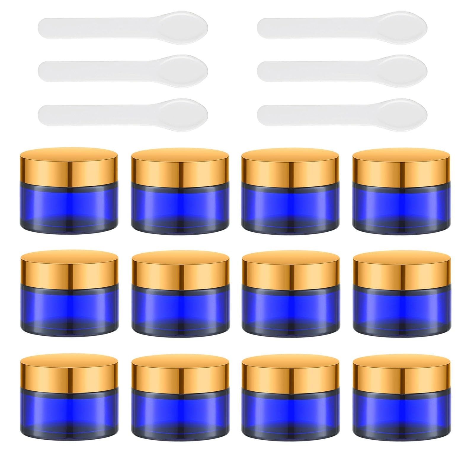 Lil Ray 1 oz Round Cobalt Blue Glass 12 Count (Pack of 1), Blue/12PCS