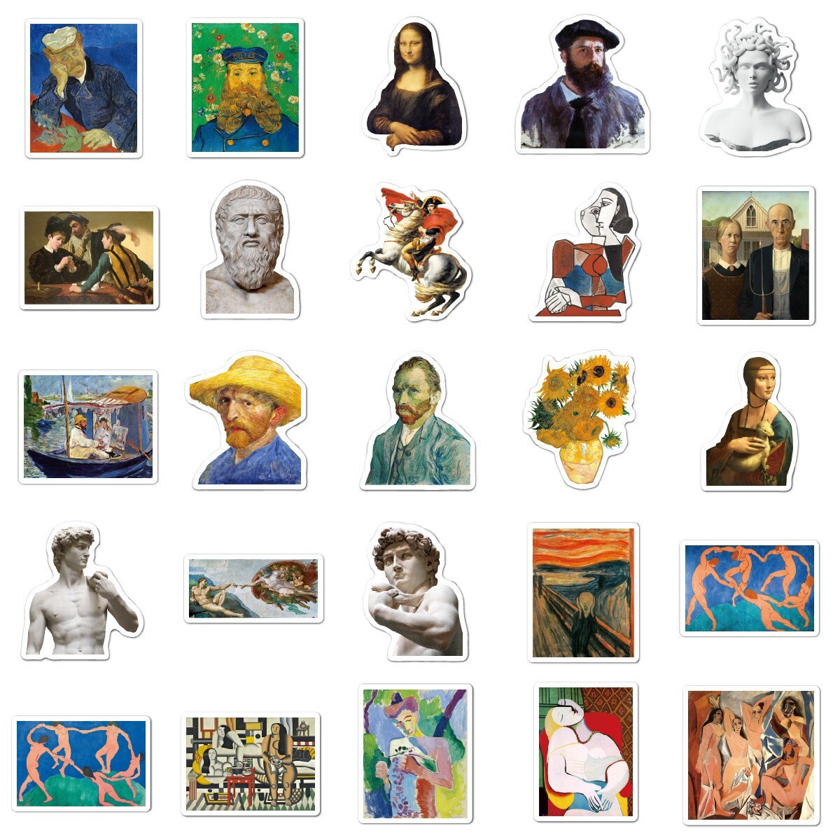 90pcs Alphonse Mucha Stickers, Monet Van Gogh Famous Painting Stickers, #002080