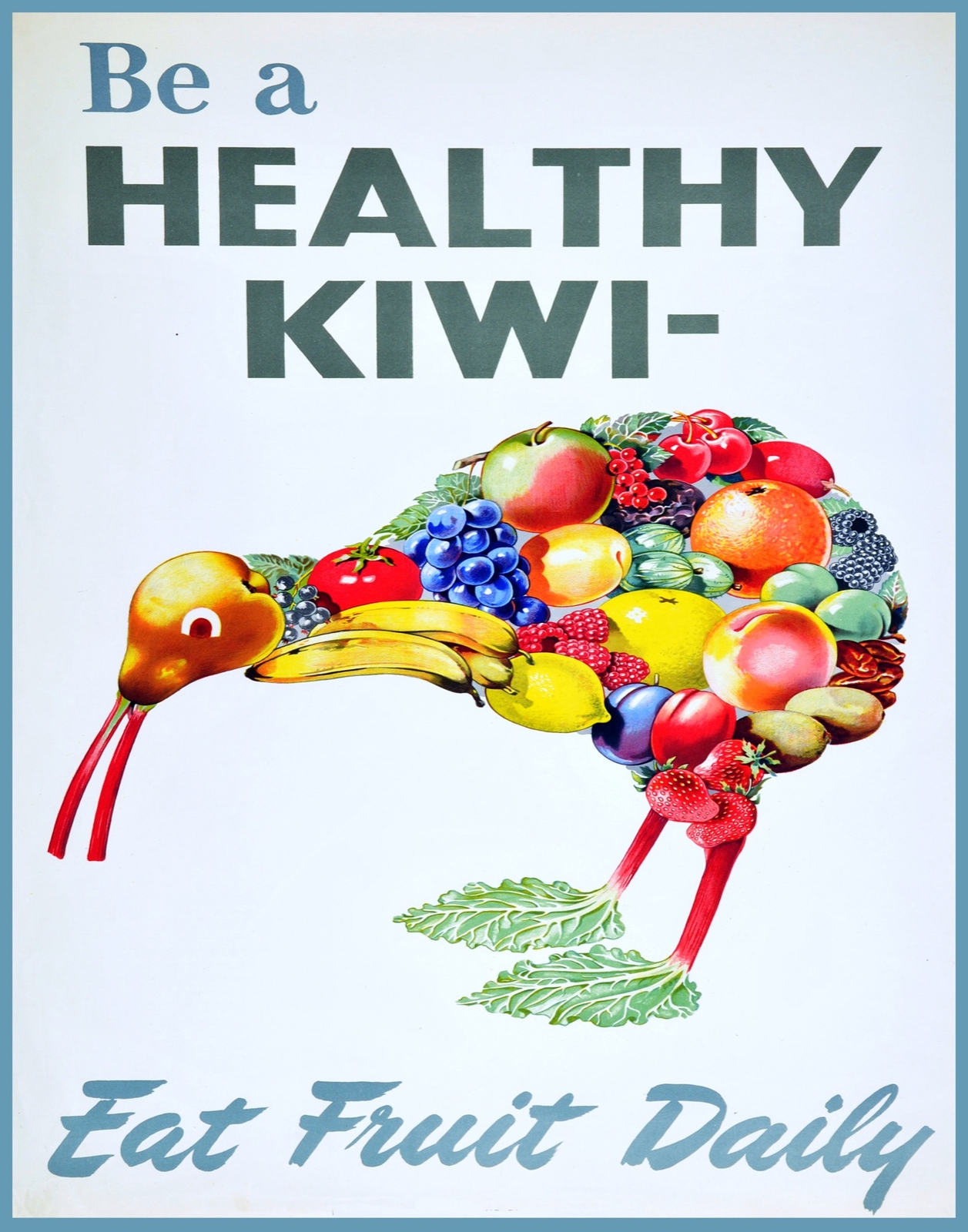 Decor POSTER.Room Office Home Art Design.Eat Fruit Daily.Be Kiwi healthy.6838