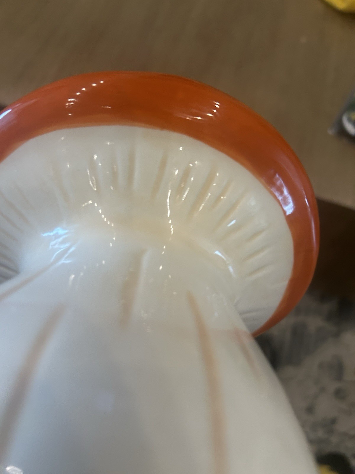 Large Ceramic Mushroom MCM Style Orange & Cream – 6 inches tall