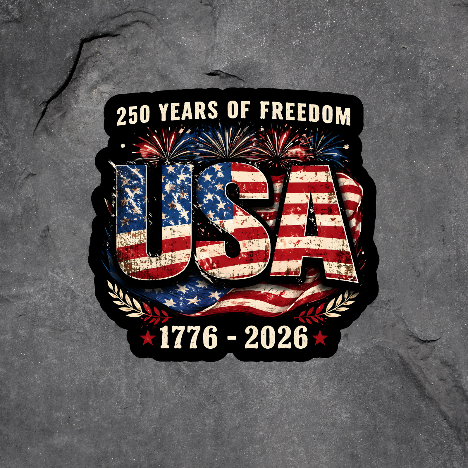 Patriotic Sticker Vinyl Decal USA 250 Years Freedom 1776 2026 Fourth of July 7″