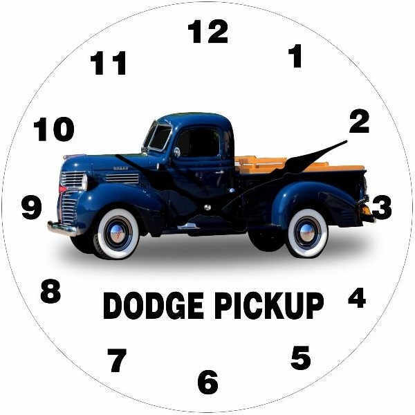 Dodge Pickup Truck Glass Clock 17cm Man Cave Home Wall Mount Desk Clock