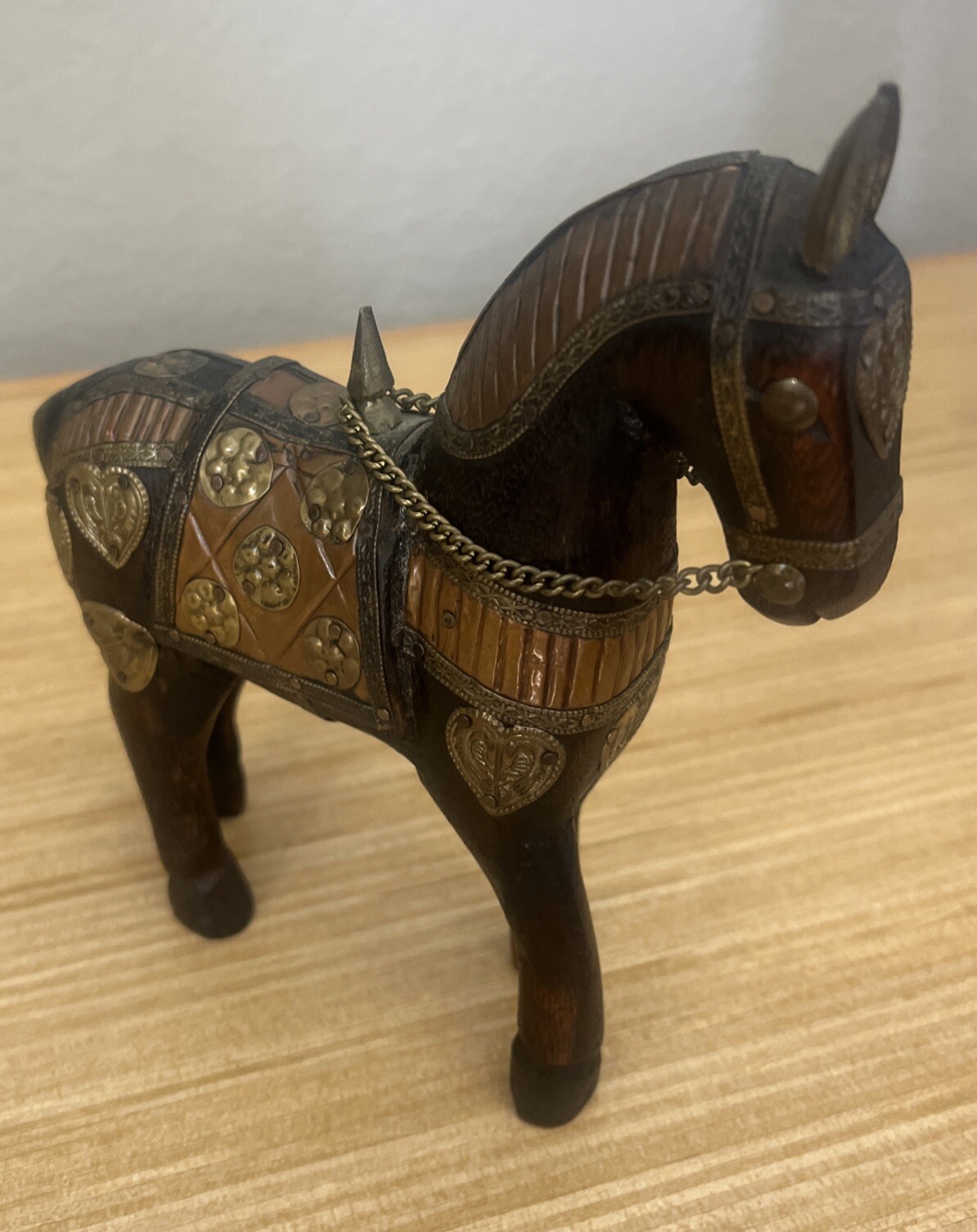 Brass And Copper Decorative Horse Statue. 6 Inch Length And 6.5 Inch Tall.