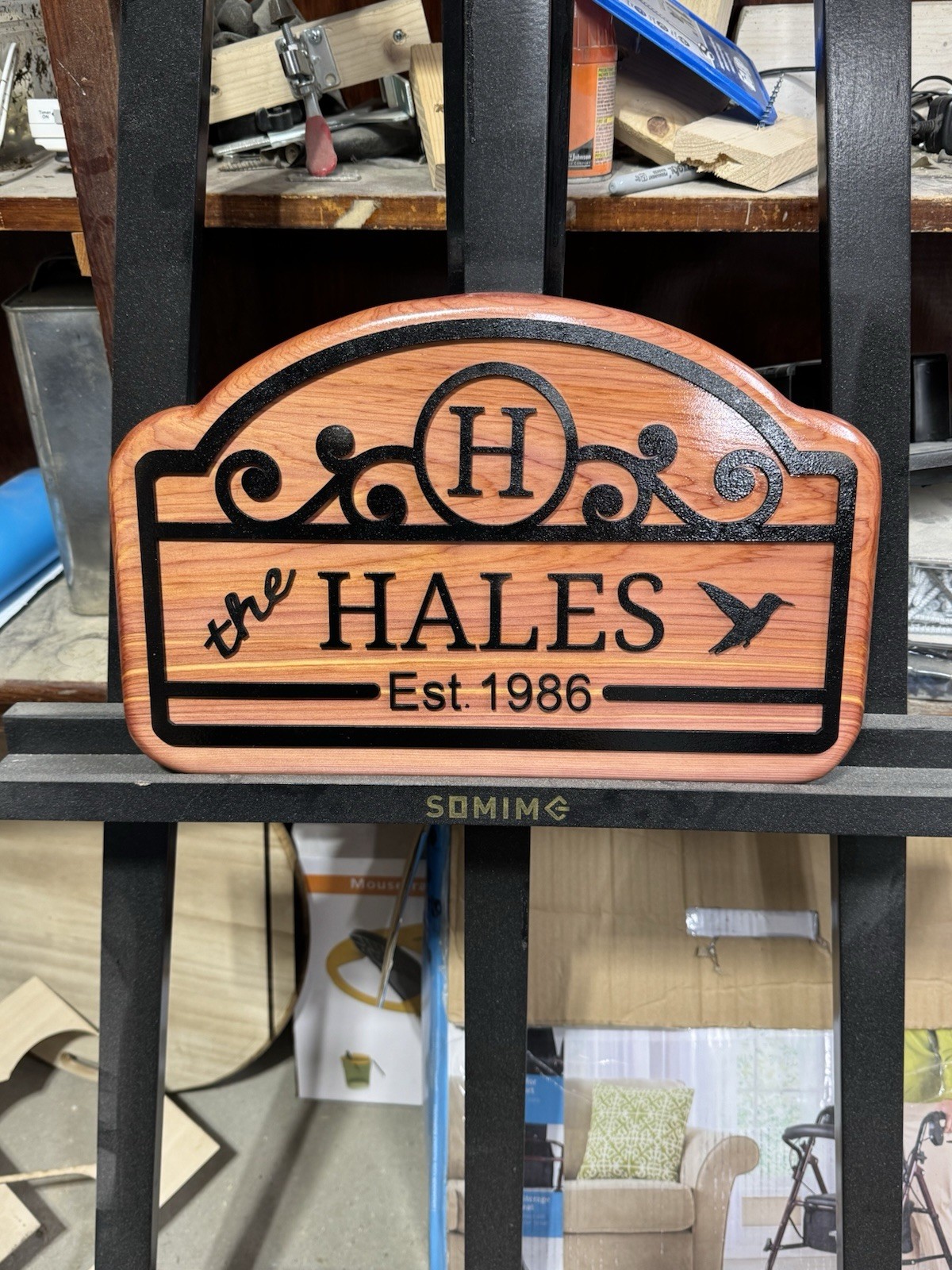 Cedar Established Plaque Wood Sign