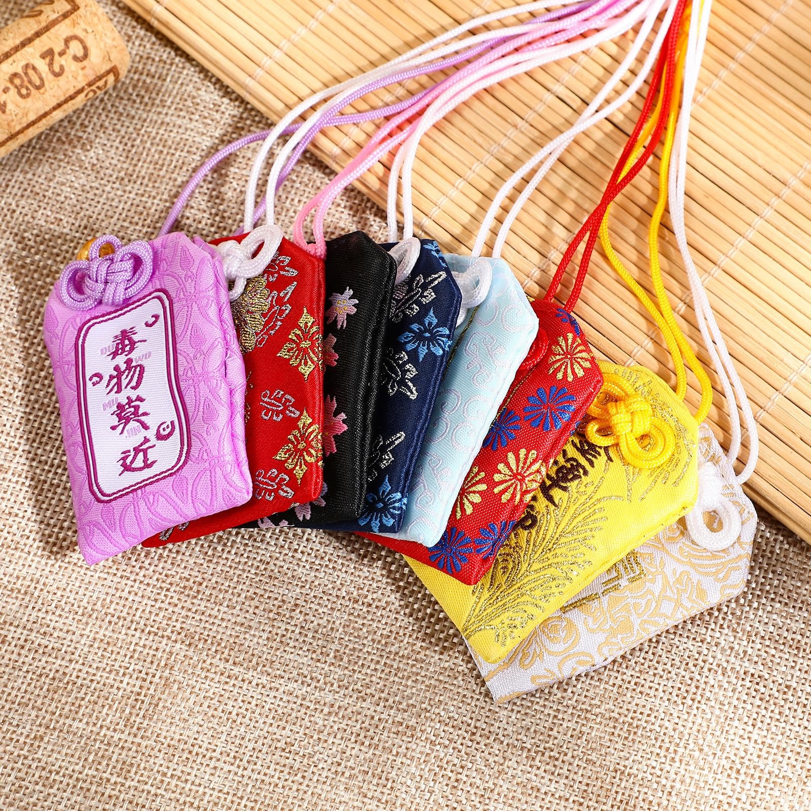 10 Pcs Japanese Omamori Lucky Charms Japanese Blessing Bag Amulet for Car Home
