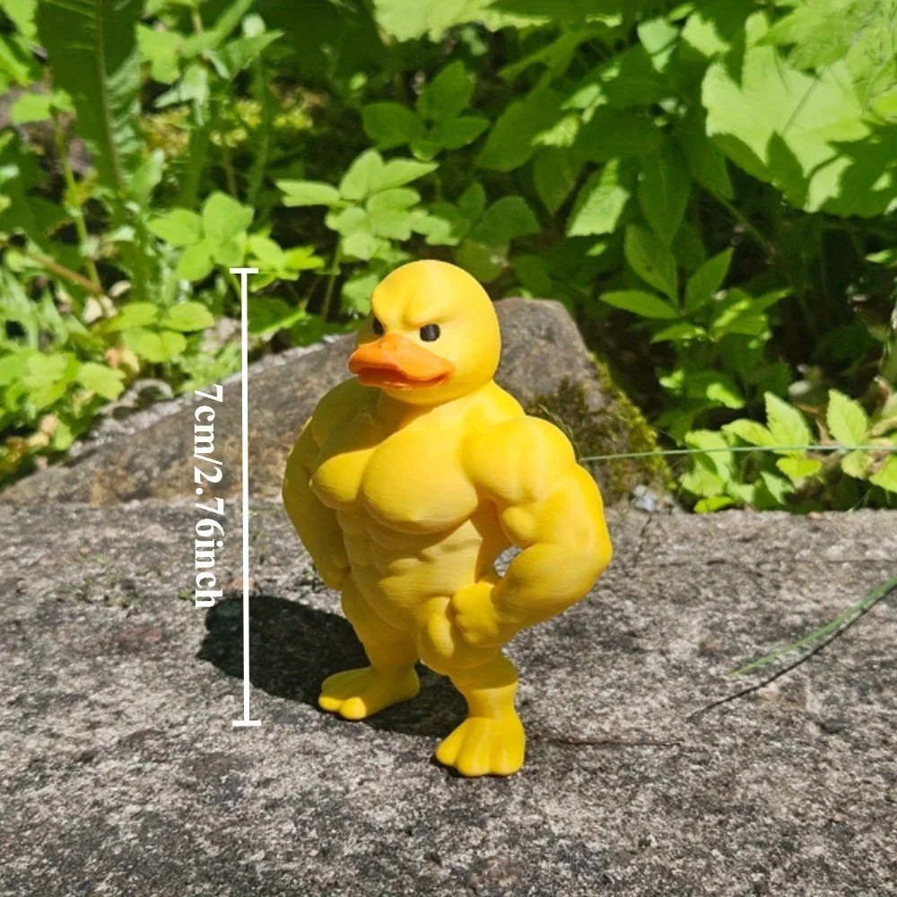 Muscle Duck Statue 3D Desktop Decor Cute Bookshelf Figurine Indoor Outdoor