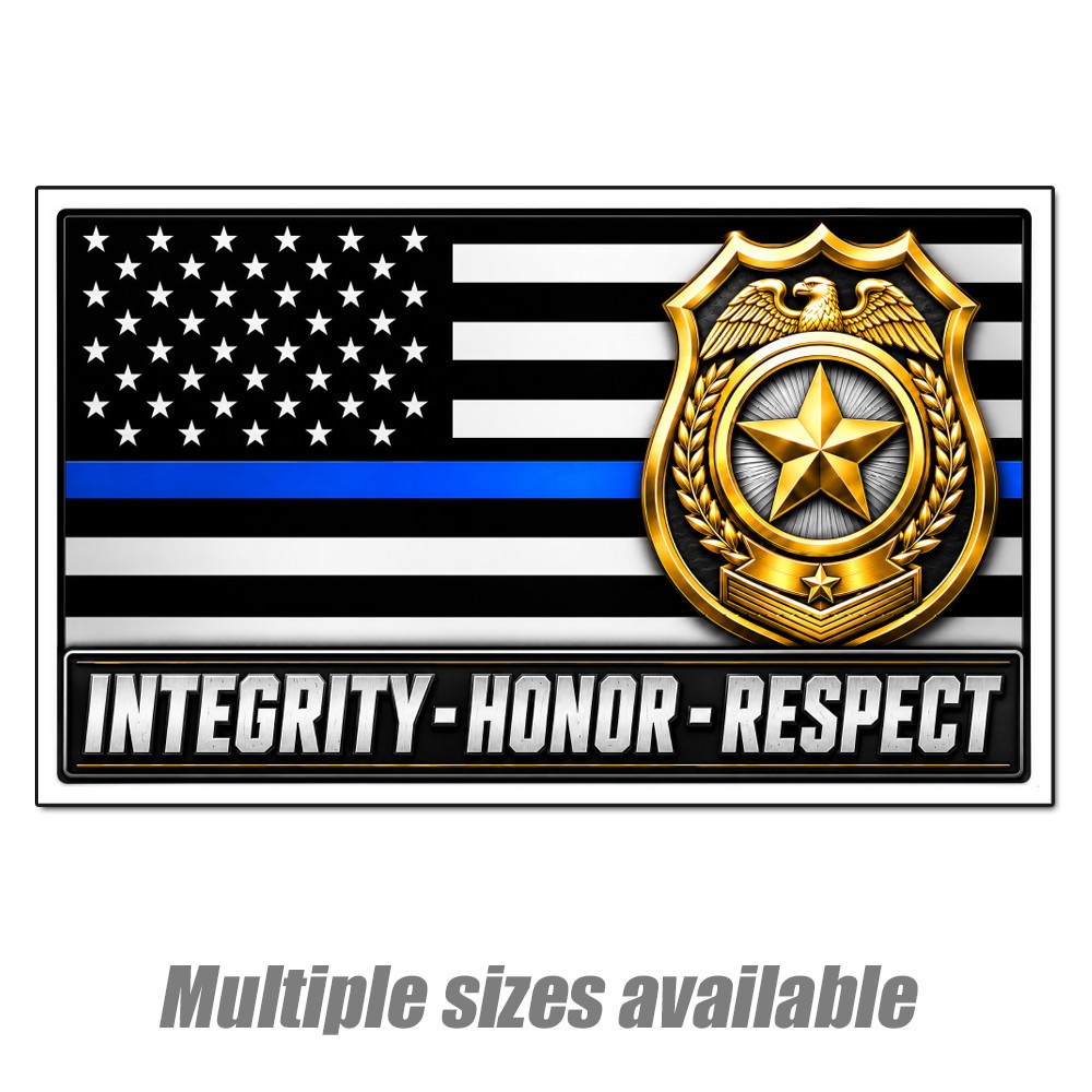 Thin Blue Line Police Support American Flag Badge Sticker Vinyl Decal Car Truck